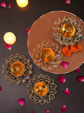 Antique Metal Crystal Akhand Diya Oil Lamp for Puja Room Mandir,Tea Light Holder Decor, Decorative Diyas, Deepak for Temple,Diyas